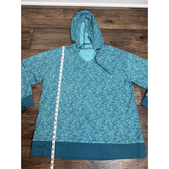 Athleta Sundown Alliance Hooded Sweatshirt Hoodie Long Teal Sz L - Picture 5 of 6